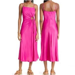 Farm Rio Cutout Sleeveless Slip Dress in Hot Pink
